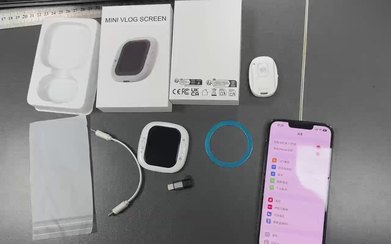 Mini Monitor Magnético con Cable para Selfies, Pantalla de 1080P, Monitor Inalámbrico Portátil para Vlog con Pantalla Trasera para iPhone y Android